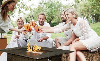 Fire Sense 61898 Longmont Aluminum Convertible Gas Fire Pit Table 55,000 BTU Multi-Functional Outdoor Firepit with Fire Bowl Lid, Nylon Cover & Clear Fire Glass - Bronze Finish - Rectangular 48"