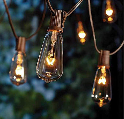 20Ft Outdoor Patio String Lights with 22 Clear Vintage Light Bulbs (2 Spare), E17 Base ST40 Outdoor Edison String Lights Waterproof UL Listed for Indoor Garden Backyard Party Porch Decor, 7W - Brown