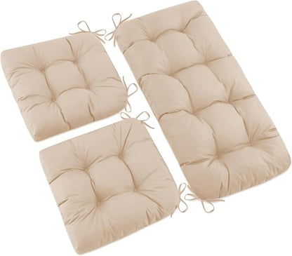 Outdoor Wicker Chair Cushions, 44×19×4 in, Waterproof, Beige | Waterproof Wicker Furniture Cushions, Fade Resistant, 3 Piece Patio Furniture Cushions Set for Bench, Loveseat, Swing, Settee