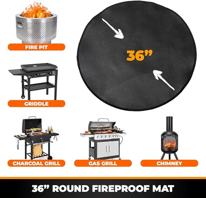 Fire Pit Mats for under Fire Pit 36" - Heat Resistant & Fireproof Grill Mat, FirePit Mat for Grass, 36 inch Deck Protector, Fireproof Rug for Outdoor Firepit