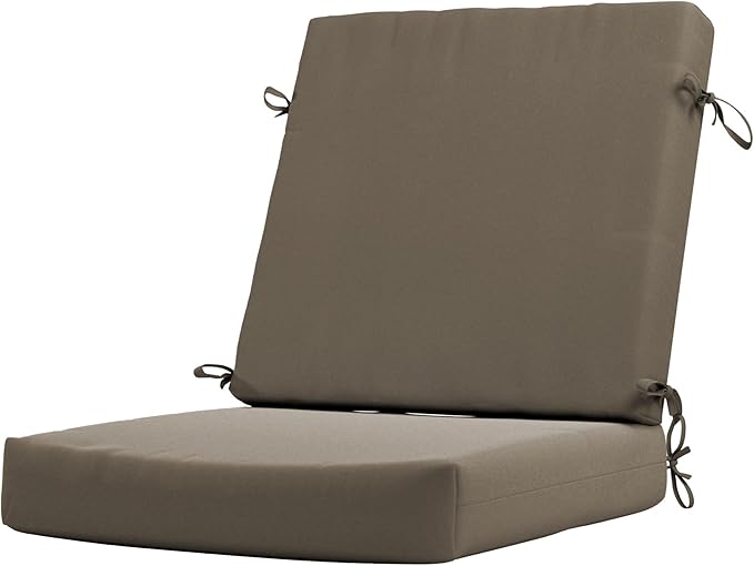 California Umbrella Outdoor Dining Chair, Patio Seat Cushion, 20 x 40 Inch, Premium Outdoor Memory Foam, Fade Resistant Sunbrella Fabric, Fabric Ties,Taupe