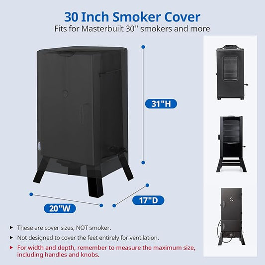 SunPatio Smoker Cover 30 Inch, Square Vertical Electric Smoker Cover, Outdoor Waterproof Digital Smoker BBQ Grill Cover Compatible for Masterbuilt Smoke Hollow Pit Boss Smoker etc., 20"W x 17"D x 31"H