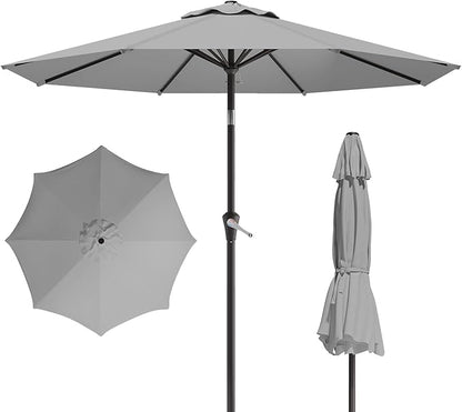 10FT Patio Umbrella, Outdoor Umbrella with Push Button Tilt and Crank, 8 Sturdy Ribs, UV Protection & Waterproof Market Umbrella for Pool, Backyard, Beach,Deck