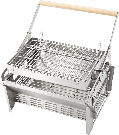 Portable Charcoal Grill Family Rotisserie Kit For Camping Yard 360°Rotating | Portable Stainless Steel Charcoal Grill Wind-Up Spit Rotisserie Kit For Camping Tailgate Backyard Picnic Barbecue Cookouts
