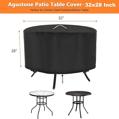 Patio Table Cover, 32 Inch Round Outdoor Table Cover, Waterproof Protective Covers Patio Furniture Covers-32x28Inch