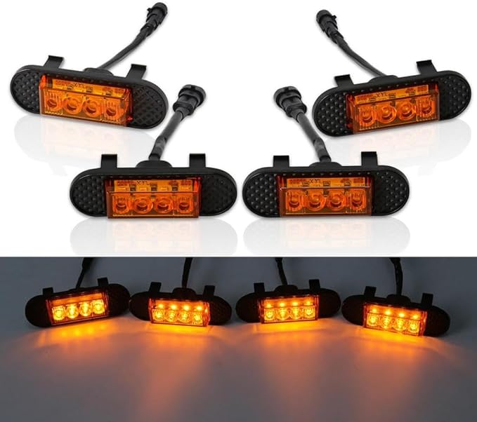4Pcs LED Light For Front Grille Amber Daytime Running Lights Compatible With Bronco BadLands 2021 2022 2023(Emitting Color: Type A)