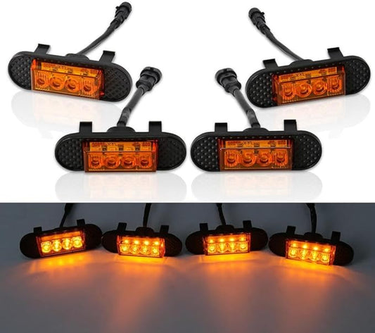 4Pcs LED Light For Front Grille Amber Daytime Running Lights Compatible With Bronco BadLands 2021 2022 2023(Emitting Color: Type A)