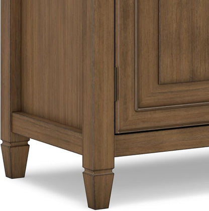 SIMPLIHOME Connaught 67" Sideboard in Rustic Natural Aged Brown | Traditional 4-door dining room buffet with 2 drawers and adjustable shelves for organized kitchen or living room storage.