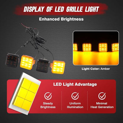 LED Grille Lights with Wiring Harness, 12 LED Grille Lights, Compatible with Toyota Land Cruiser Prado LC250 J250 2024–2025, 1 Set (1 to 4)