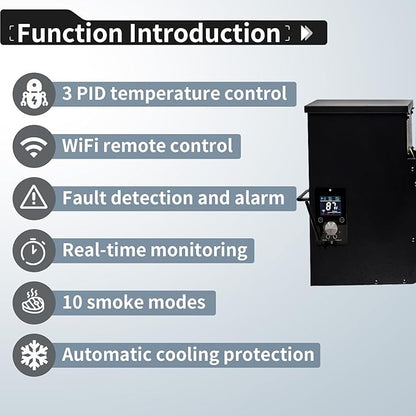 Universal WiFi PID Smart Grill Controller Upgrade Kit for Pit Boss, Traeger, Z Grills & Asmoke Pellet Smokers, APP-Enabled Temperature Control Board with 1 Hot Rod, 180°F-500°F, 1°F Steps