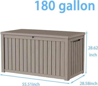 Pepe Tee Waterproof Resin Deck Box, Outdoor Storage Bin for Patio Furniture Cushions, All-Weather Garden Organizer & Seating Bench, Coffee