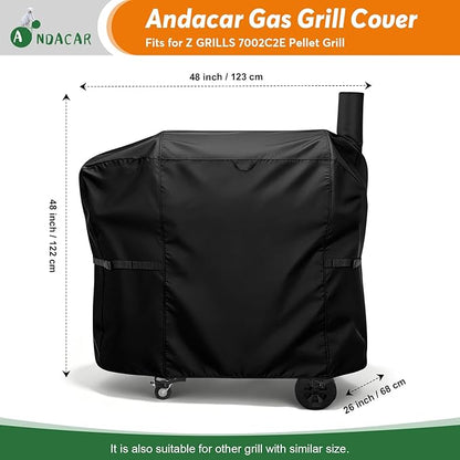 Charcoal Grills Cover for Z Grills 7002C2E Pellet Grill, Waterproof Outdoor Grill Cover BBQ Grill Cover Barbeque Grill Cover (Cover Only) - 48" L×26" W×48" H, Black