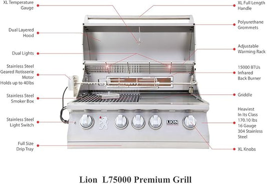 LION L75000 Built in Premium BBQ Liquid Propane Grill