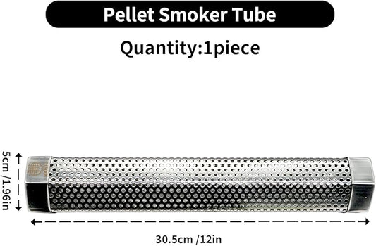 MAISHI 12-Inch Pellet Smoker Tube, Food Grade 304 Stainless Steel for Hot or Cold Smoking, 5+ Hours of Flavorful Smoke for BBQ, Meat, Cheese, Fish&More Durable Grill Smoker Generator for Wood Pellets