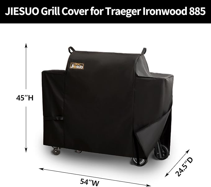Grill Cover for Traeger Ironwood 885, Heavy Duty Waterproof Pellet Grill and Smoker Cover, Special Zipper Design