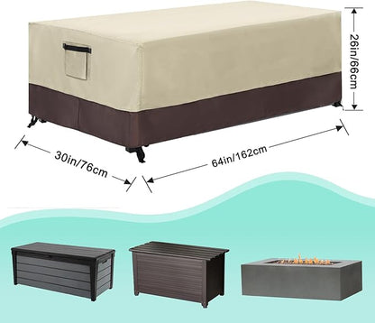 ABCCANOPY Patio Deck Box Cover Waterproof And Dustproof Winter Protection Outdoor Storage Box Cover Universal Furniture Cover 64x30x26 Beige Brown