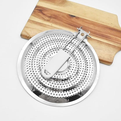Heat Diffuser Plate,Double Layers Stainless Steel Gas and Electric Stove Diffuser Plate with Cool-Touch Handle for Even Heat Distribution, Scorch Prevention and Slow Cooking(COLOR:Silver)