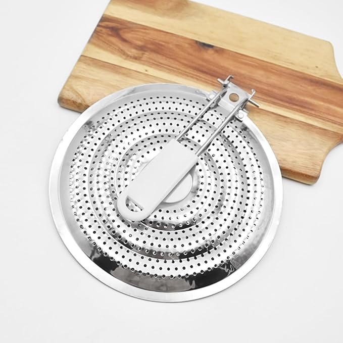 Heat Diffuser for Gas and Electric Stove Stainless Steel Even Heat Distribution Induction Cooktop Adapter Plate Food Warmer Simmer Plate for Gas Stove with Flame Guard(COLOR:silver)
