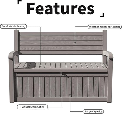 PatioZen 80 Gallon Outdoor Storage Bench Waterproof Lockable,Outdoor Storage Furniture for Patio,Garden and Porch,Tools and Cushions