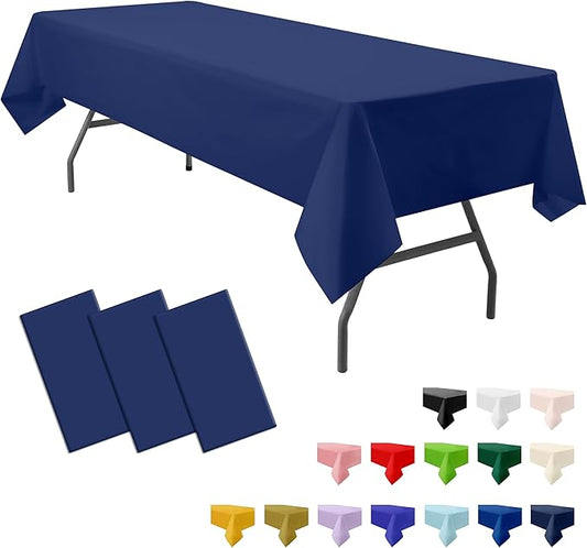 3-Pack Premium Plastic Deep Navy Blue Tablecloth Disposable 54 x 108 Inch. Rectangle Table Cover PEVA Party Marine Midnight Blue Table Cloths for Parties Birthday Wedding Picnic Banquet