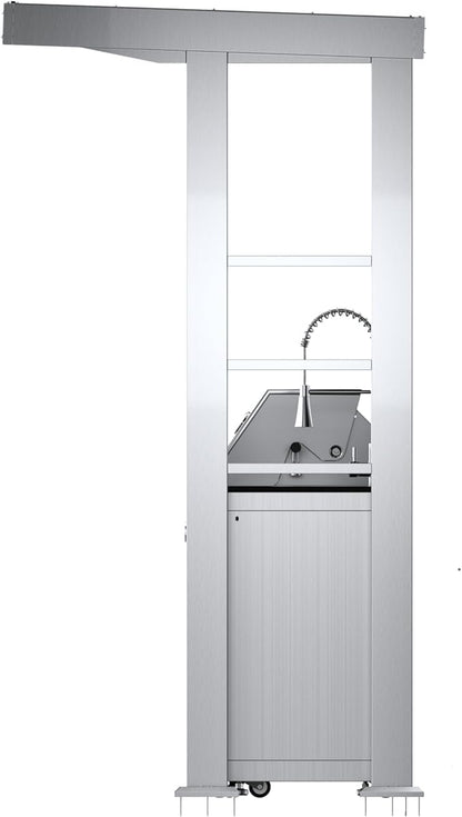 110-Inch 4-Burner 72000 BTU Stainless Steel Natural Gas Grill Outdoor Kitchen Island with Canopy,485Sq.In Cooking Area,Wine Cooler,Refrigerator,Rotisserie,For Backyard BBQ,Silver