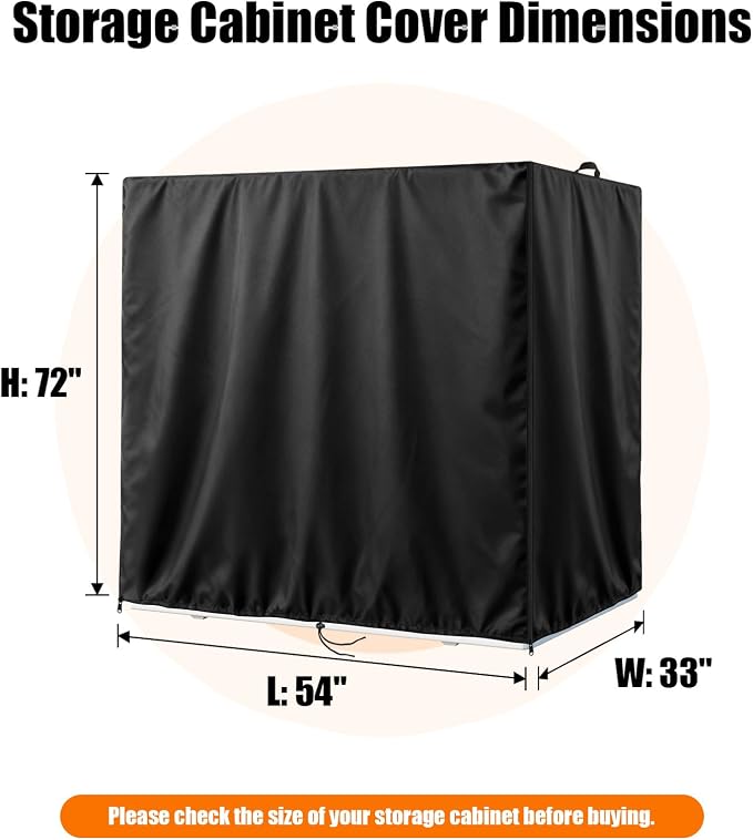 Kasla Outdoor Storage Cabinet Cover, 54"L×33"W×72"H | Heavy-Duty and Waterproof, Fits Storage Shelf, Storage Shed, Deck Box for Kitchen Patio Garden Organization and Storage