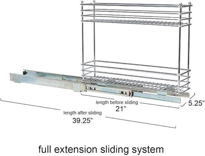 Household Essentials Chrome 2-Tier Sliding Cabinet Organizer, 5"