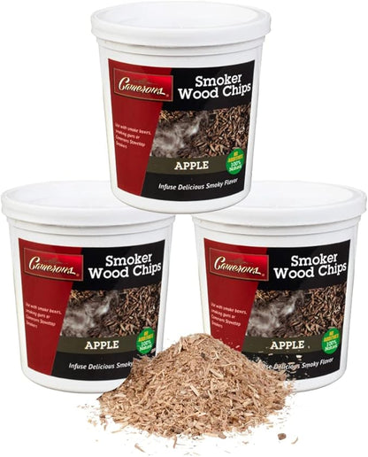 Camerons All Natural Extra Fine Apple BBQ Wood Chips (3 Pints, 0.473L ea)- Kiln Dried Wood Sawdust Shavings for Cocktail Smoking Guns, Stovetop Smokers, Smoke Boxes - Value Pack Barbecue Grilling Gift