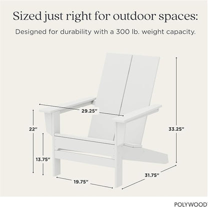 Polywood Contemporary Modern Oversized Adirondack Chair in White