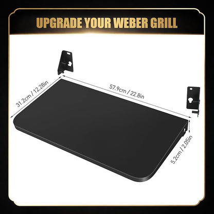 QuliMetal Foldable Front Shelf for Weber Searwood 600, 22.80" Grill Front Table, BBQ Prep Shelf Accessory, Quality Steel Front Shelf
