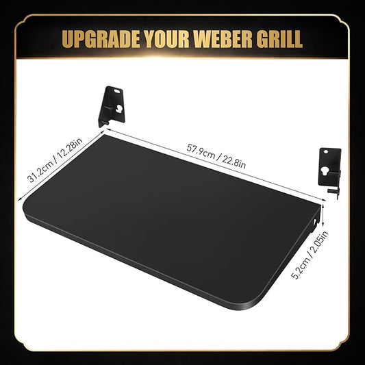 QuliMetal Foldable Front Shelf for Weber Searwood 600, 22.80" Grill Front Table, BBQ Prep Shelf Accessory, Quality Steel Front Shelf