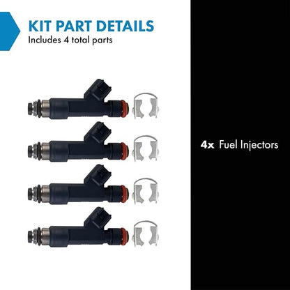 TRQ Fuel Injector Set | For 2008-2010 Chevrolet Cobalt 2008 HHR 2008-2012 Malibu Pontiac G5 G6 2008-2009 Solstice Saturn Aura Sky Vue