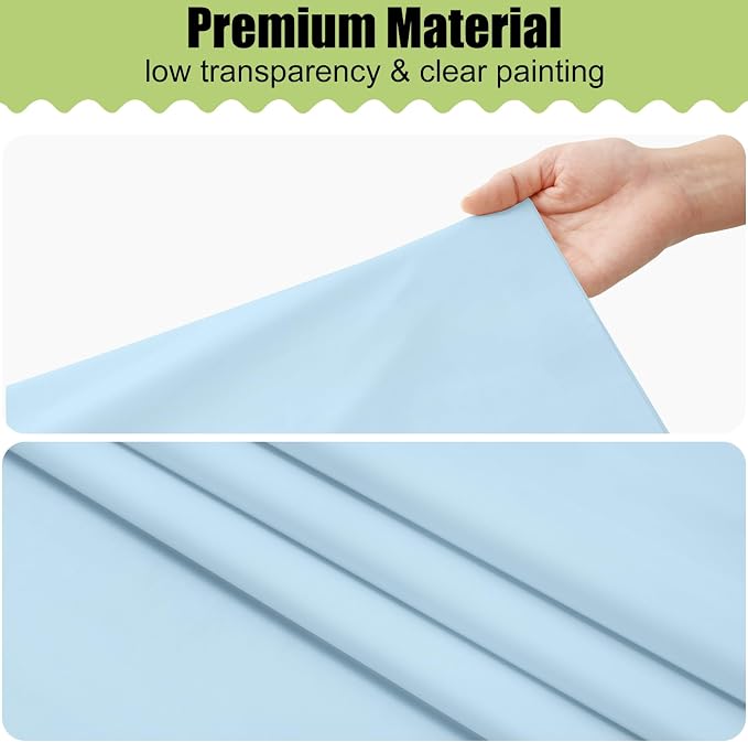 Smiry Disposable Table Cloth - 15 Pack, 54 x 108 Inch Waterproof Rectangle Tablecloths for Parties, Decorative Plastic Table Cover, Leakproof & Sturdy, Baby Blue