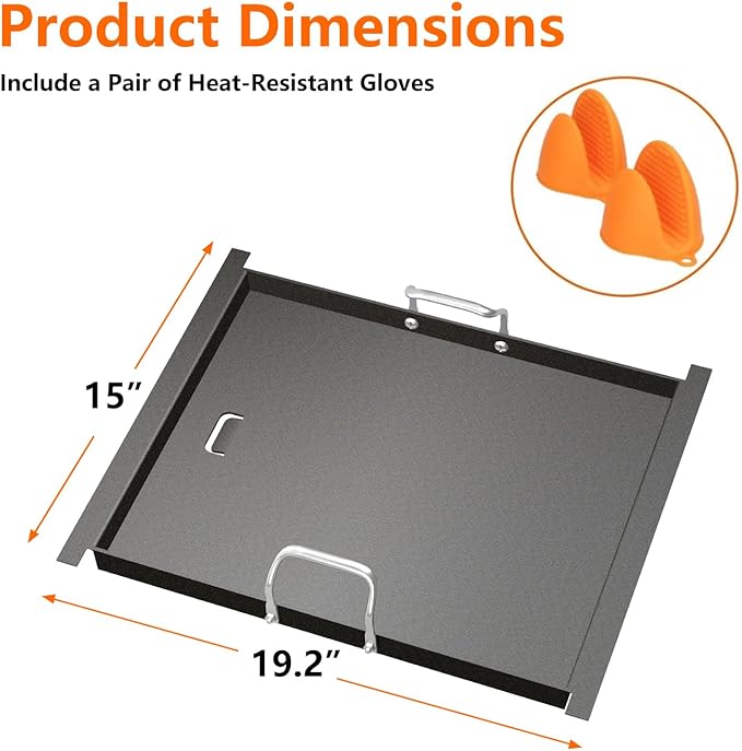 19.2" x 15" Half Size Griddle, Non-stick Carbon Steel Flat Top Griddle for Bull 4 Burner Angus 47628 41629, Outlaw 26038 26039 69008 69009 65073 87049 and Lion Premium L75000 Gas Grill