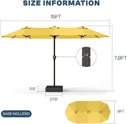 15FT Large Patio Umbrella with Base Included