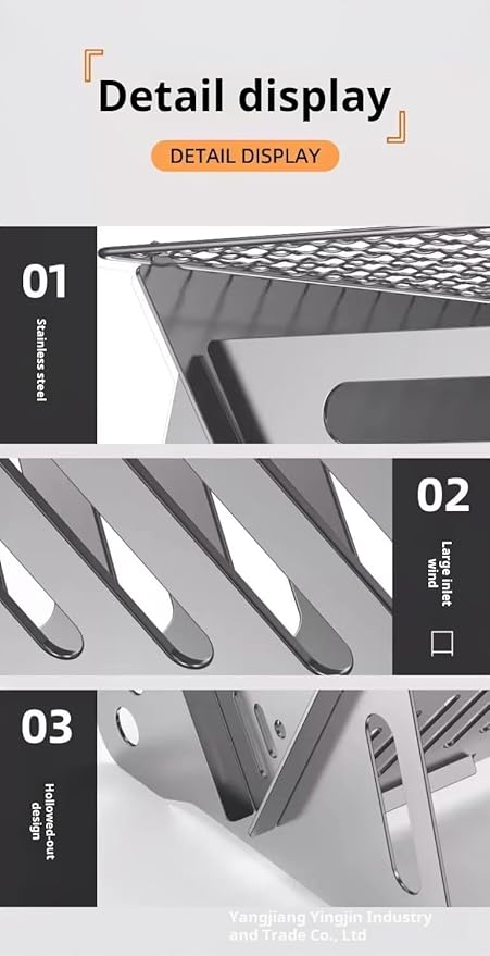 Portable Folding Charcoal Grill, Stainless Steel, Compact BBQ for Camping, Outdoor Cooking