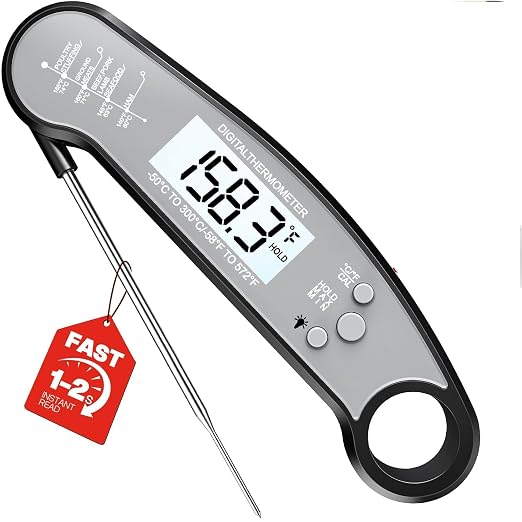 Digital Meat Thermometer, Instant Read Food Thermometer for Cooking | Waterproof for Grilling, BBQ, Air Fryer, Smoker, Candy, Kitchen Gadgets, Gift for Dad, Men