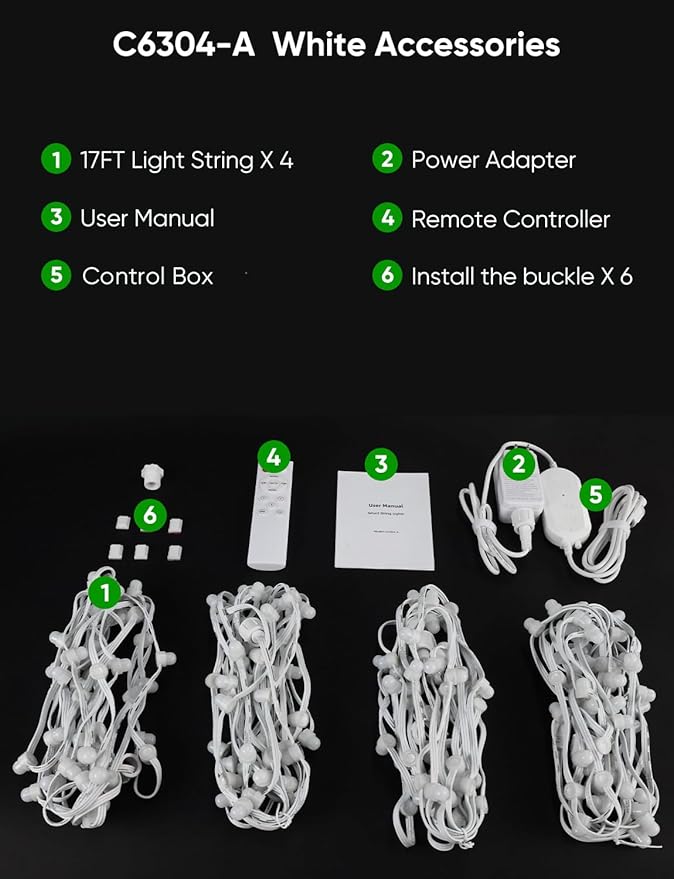 Smart Outdoor String Lights 76FT with 200 LEDs, IP65 Waterproof Patio Lights, 110+ Scene Modes Christmas Lights for Porch Garden Yard Party Holiday Everyday Decor, Works with Alexa, Google Assistant