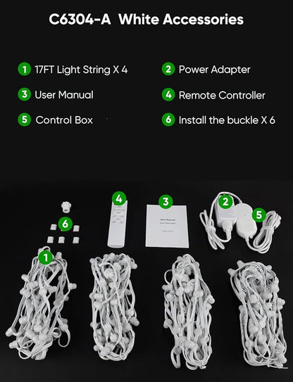 Smart Outdoor String Lights 76FT with 200 LEDs, IP65 Waterproof Patio Lights, 110+ Scene Modes Christmas Lights for Porch Garden Yard Party Holiday Everyday Decor, Works with Alexa, Google Assistant