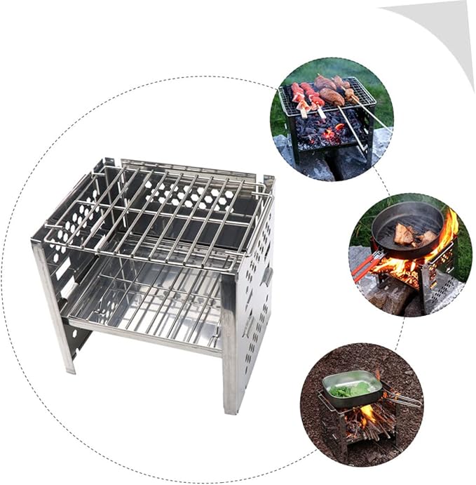 Kisangel Portable Charcoal Grill Bbq Grill for Camping Outdoor Garden Sturdy Grate Lightweight Easy Assembly