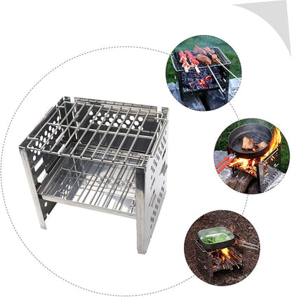 Kisangel Portable Charcoal Grill Bbq Grill for Camping Outdoor Garden Sturdy Grate Lightweight Easy Assembly