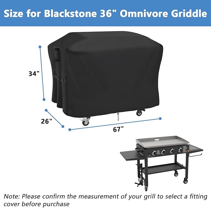Grill Cover for Blackstone 36 Inch 1825 1863 2122 2177 2210 2212 2230 2266 2314 2466 Omnivore Propane Griddle, Outdoor Waterproof BBQ Griddle Cover - 67 x 26 x 34 Inch