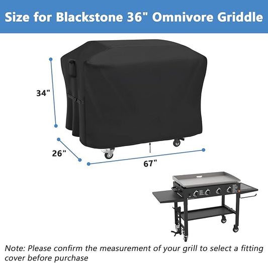 Grill Cover for Blackstone 36 Inch 1825 1863 2122 2177 2210 2212 2230 2266 2314 2466 Omnivore Propane Griddle, Outdoor Waterproof BBQ Griddle Cover - 67 x 26 x 34 Inch