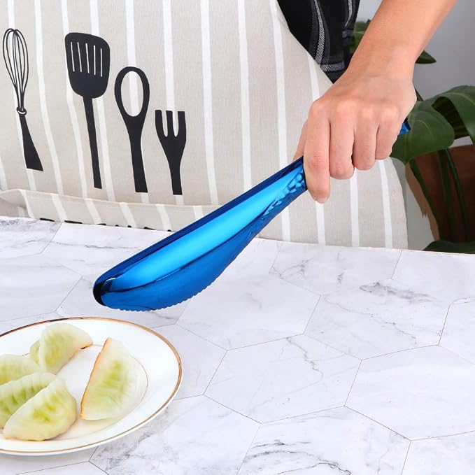 Stainless Steel Kitchen Food Clamp Serving Tongs for Cooking,Toast Bread,Salad,Barbecue,Grilling,Baking,Frying (Blue)