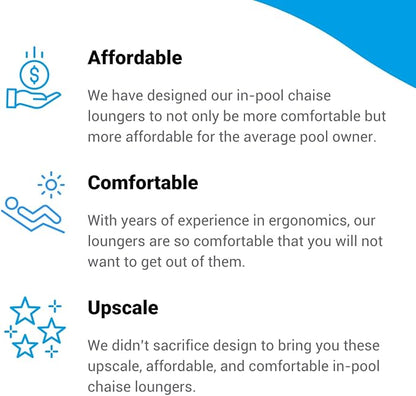 Aqua Outdoors - in-Pool Chaise Lounger - Inside Pool & Sun Shelf Lounge Chair - Designed for Water Depths Up to 9” - Compatible with All Types - Poolside & Sun Deck Tanning - Sandstone Granite