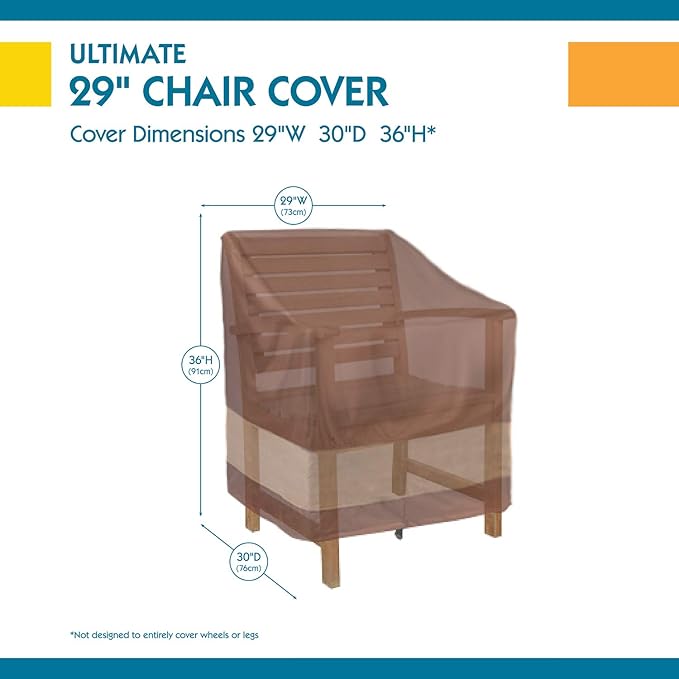 DUCKCOVERS Ultimate Waterproof 29 Inch Patio Chair Cover, Outdoor Chair Covers