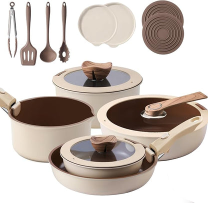 Portable Charcoal Grill and Pots & Pans Cookware Bundle - Compact Outdoor Cooking Set for Camping, Picnics, and Tailgating