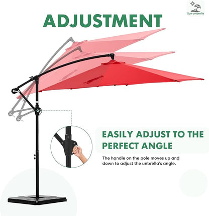 NEWBULIG 10FT Patio Umbrella, Offset Cantilever Outdoor Patio Table Umbrella, UV Protection, Fade Resistant Fabric, Easy Tilt Adjustment for Deck, Pool, Backyard, Garden