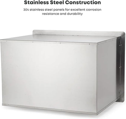 Stanbroil Double Door Dry Storage Pantry, 30-Inch Wood Grain Storage Cabinet BBQ Access Door for Outdoor Kitchen, BBQ Island and Grill Station