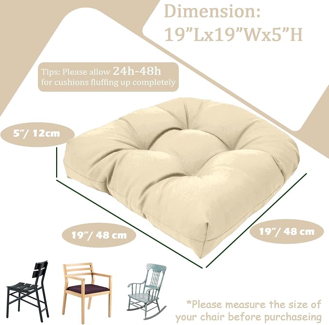 MTMR 2Pcs Outdoor Chair Cushions, Patio Furniture Seat Pads, Waterproof | 2Pcs , waterproof cover, u-shaped, no-fading, thick patio seat pads for outdoor wicker furniture in yard, 19x19x4